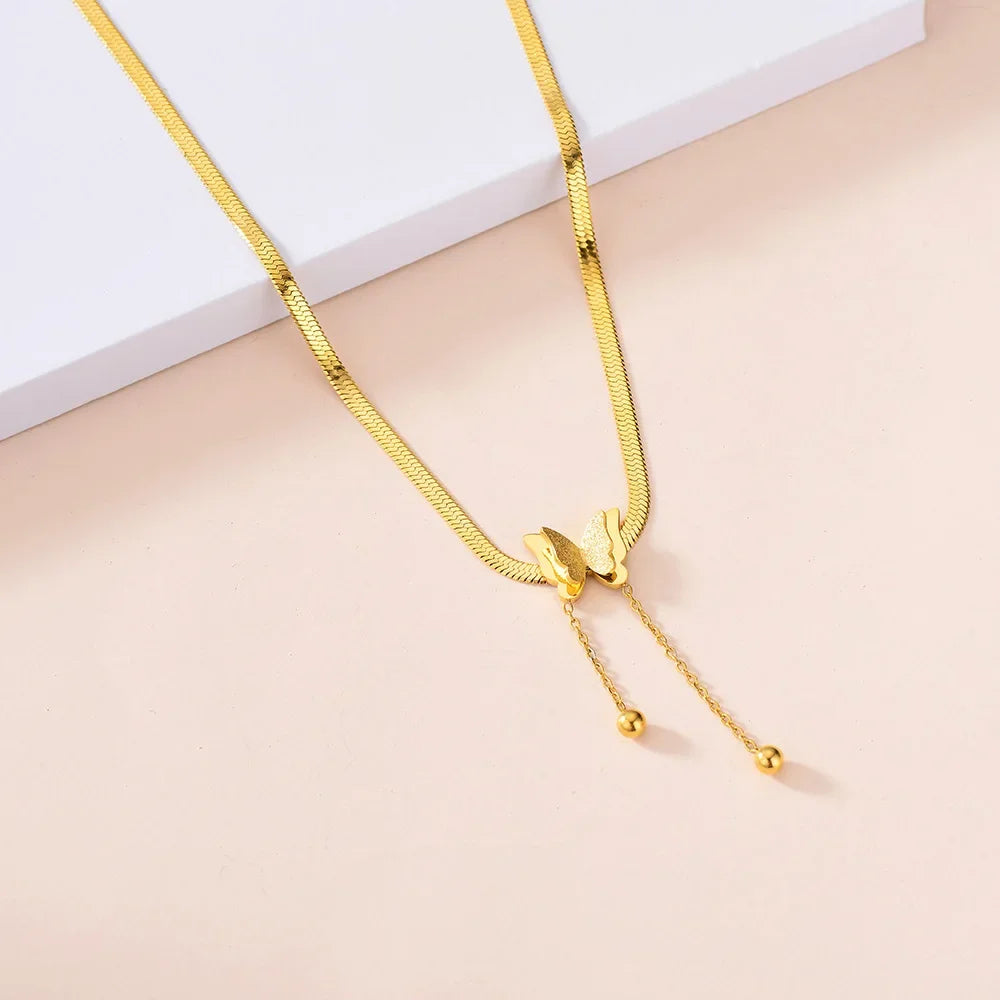 Gold Butterfly Tassel Necklace – gold butterfly necklace, photo 2