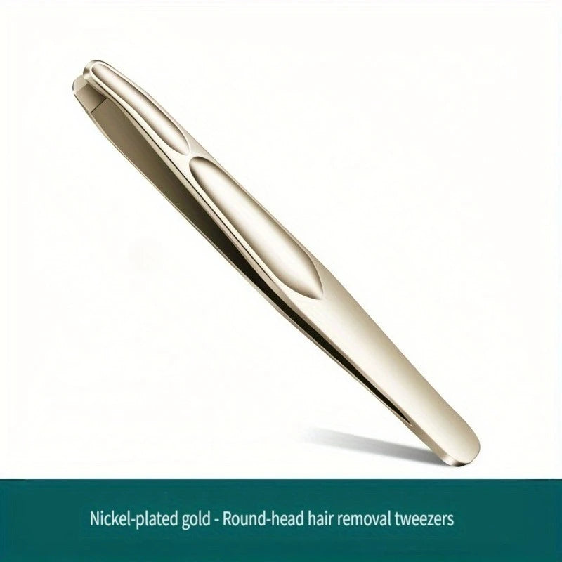 Round-Tip Eyebrow Tweezers in Champagne – Precision Brow Tweezer