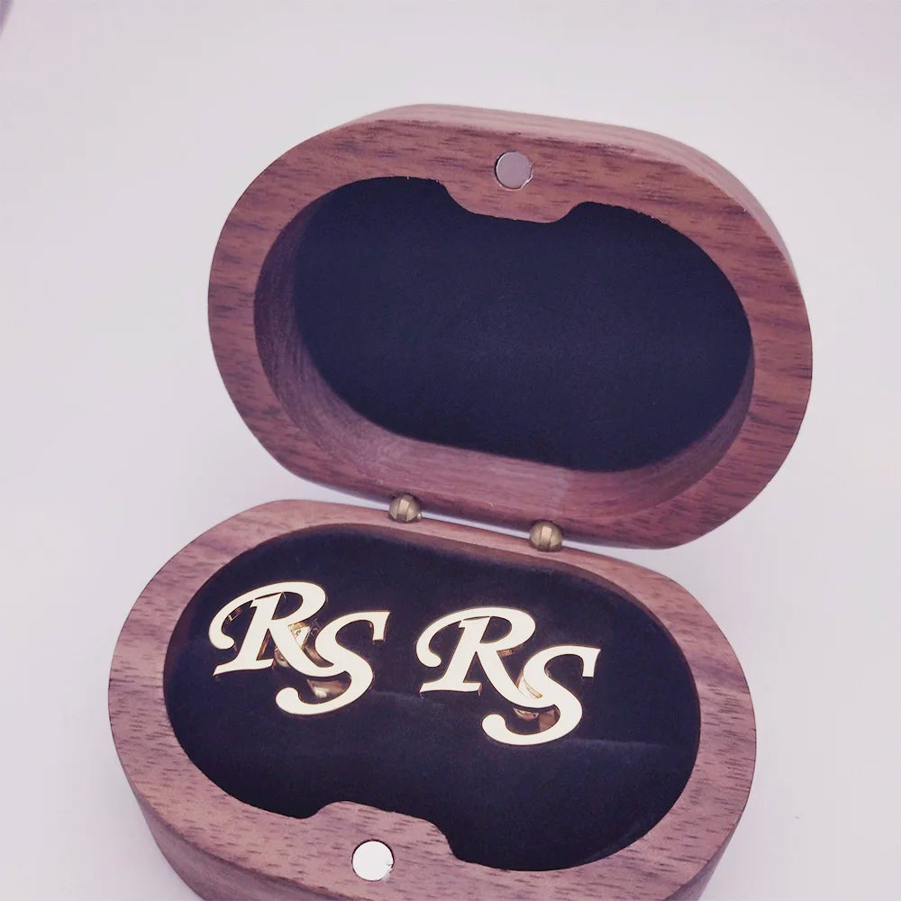 Engraved Initials Cufflinks with Wooden Box in Rose Gold – engraved initials cufflinks