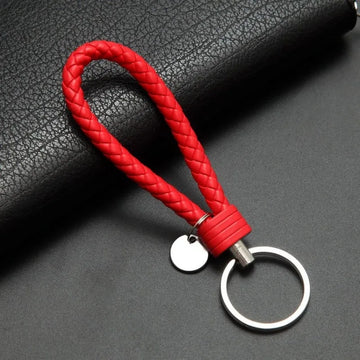 Braided Leather Keychain in Red – braided leather keychain