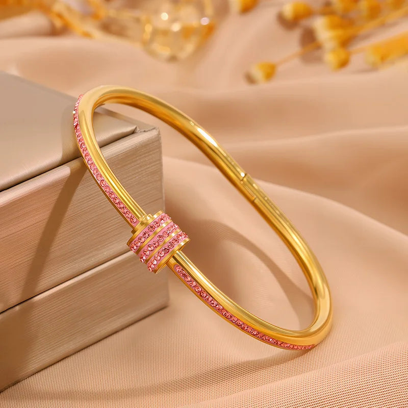 Zirconia Stainless Steel Bracelet Set