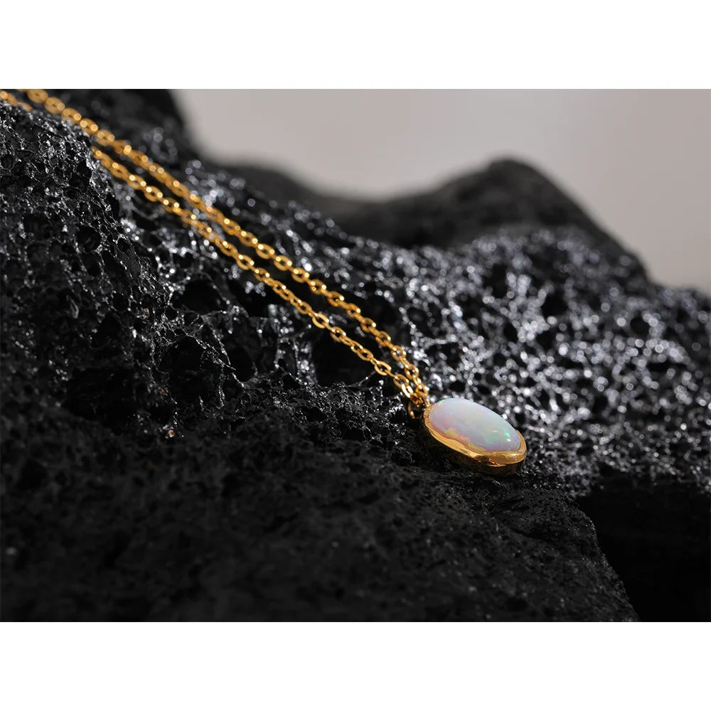 Opal Oval Pendant Necklace – opal pendant necklace, photo 3