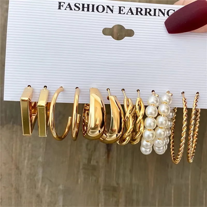 Gold Hoop Earrings Set in Gold Hoops & Pearls – Mix & Match Gift for Her