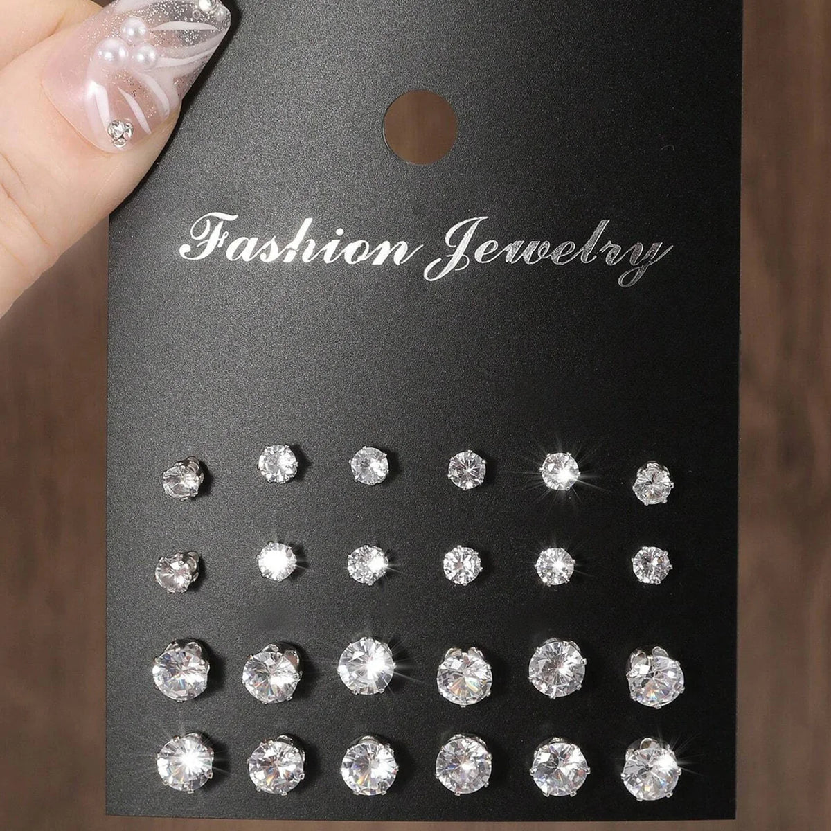 12-Pair Zirconia Stud Earrings Set
