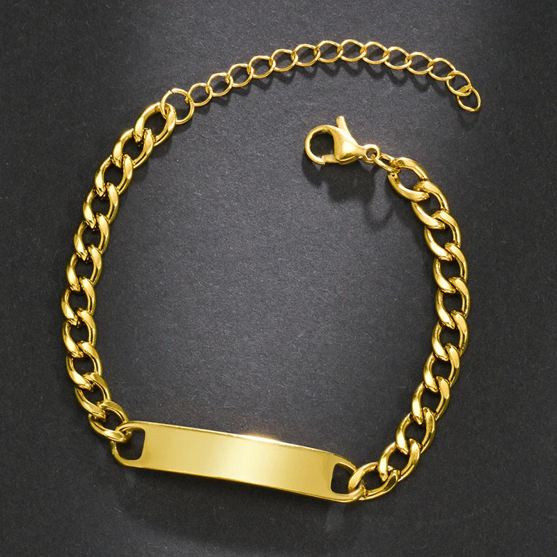 Engraved Name Bracelet for Men in Gold, One side – Personalized Gift for Him