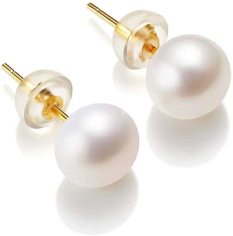 Freshwater Pearl Stud Earrings in Gold – freshwater pearl earrings