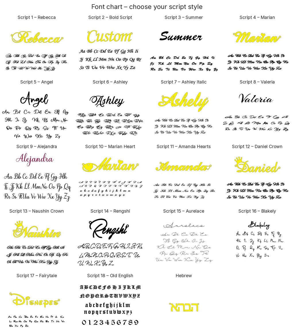 Custom Script Name Necklace – 18 Script Fonts + Hebrew, photo 2