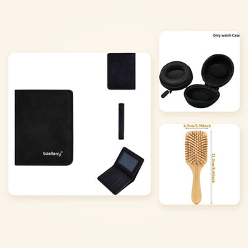 Gentleman's Gift Set in Black – Wallet, Watch Case & Brush