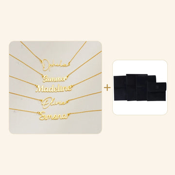 Personalized Name Necklace Gift Box – script name necklace with black velvet gift pouch