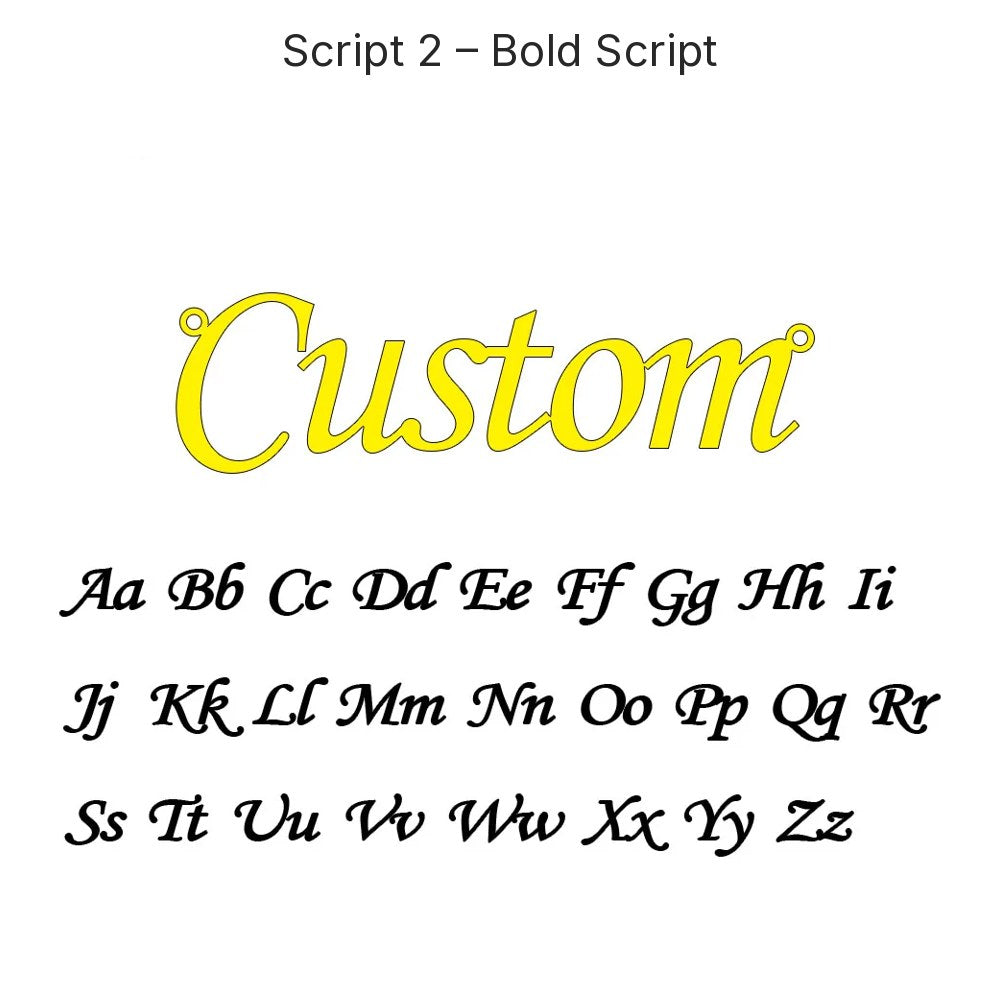 Custom Script Name Necklace in Gold, Script 2 – Bold Script, 45 cm – 18 Script Fonts + Hebrew