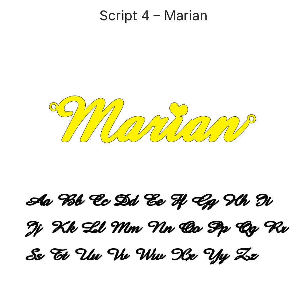Custom Script Name Necklace in Gold, Script 4 – Marian, 45 cm – 18 Script Fonts + Hebrew