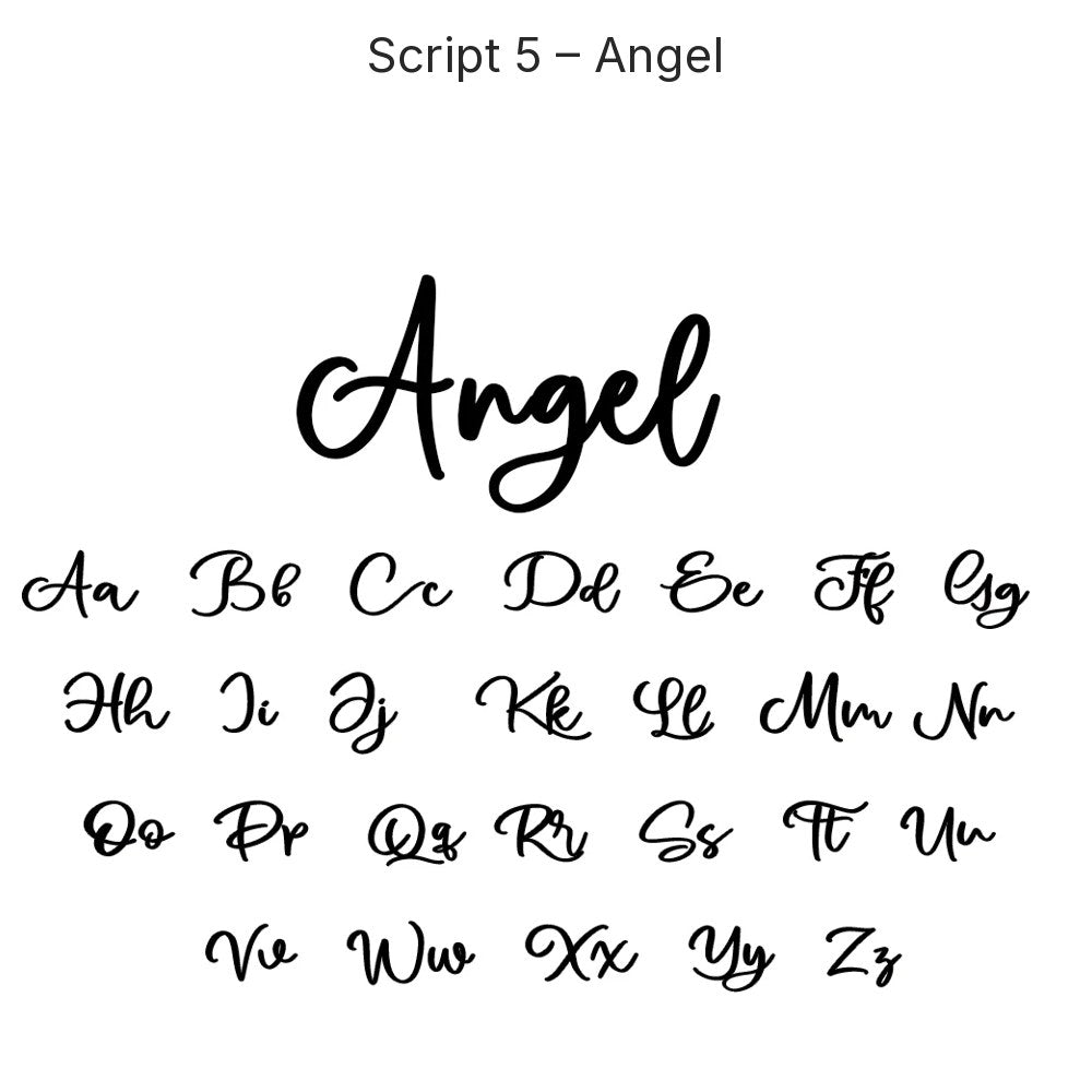 Custom Script Name Necklace in Gold, Script 5 – Angel, 45 cm – 18 Script Fonts + Hebrew