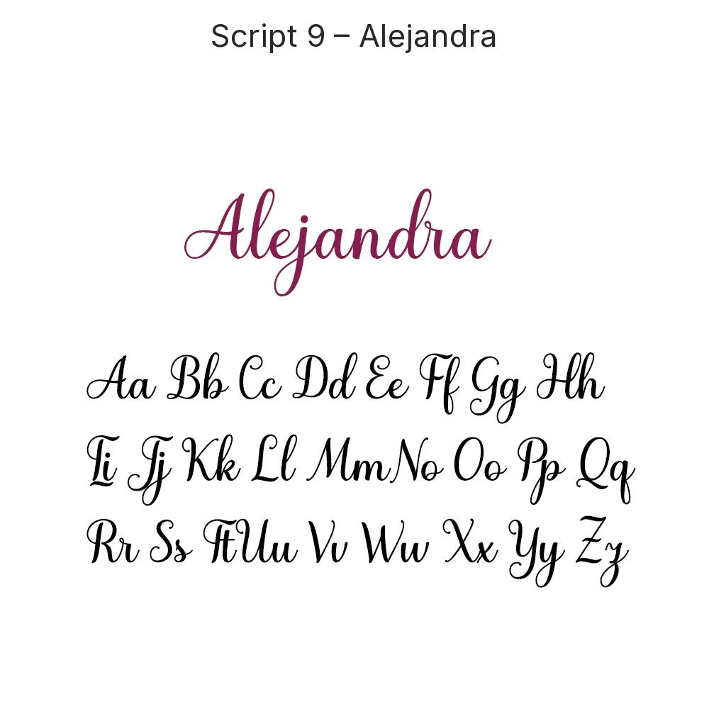 Custom Script Name Necklace in Gold, Script 9 – Alejandra, 45 cm – 18 Script Fonts + Hebrew