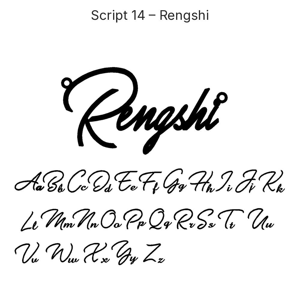 Custom Script Name Necklace in Gold, Script 14 – Rengshi, 45 cm – 18 Script Fonts + Hebrew