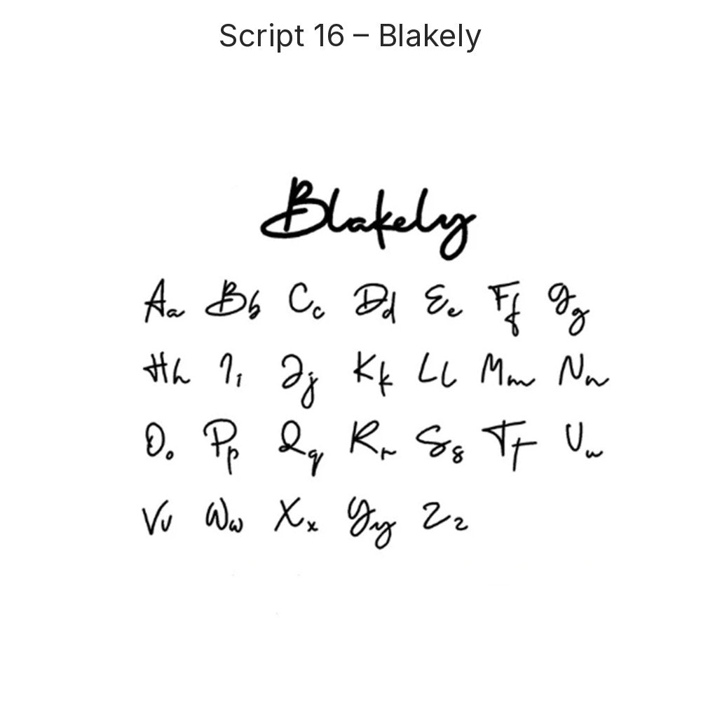 Custom Script Name Necklace in Gold, Script 16 – Blakely, 45 cm – 18 Script Fonts + Hebrew