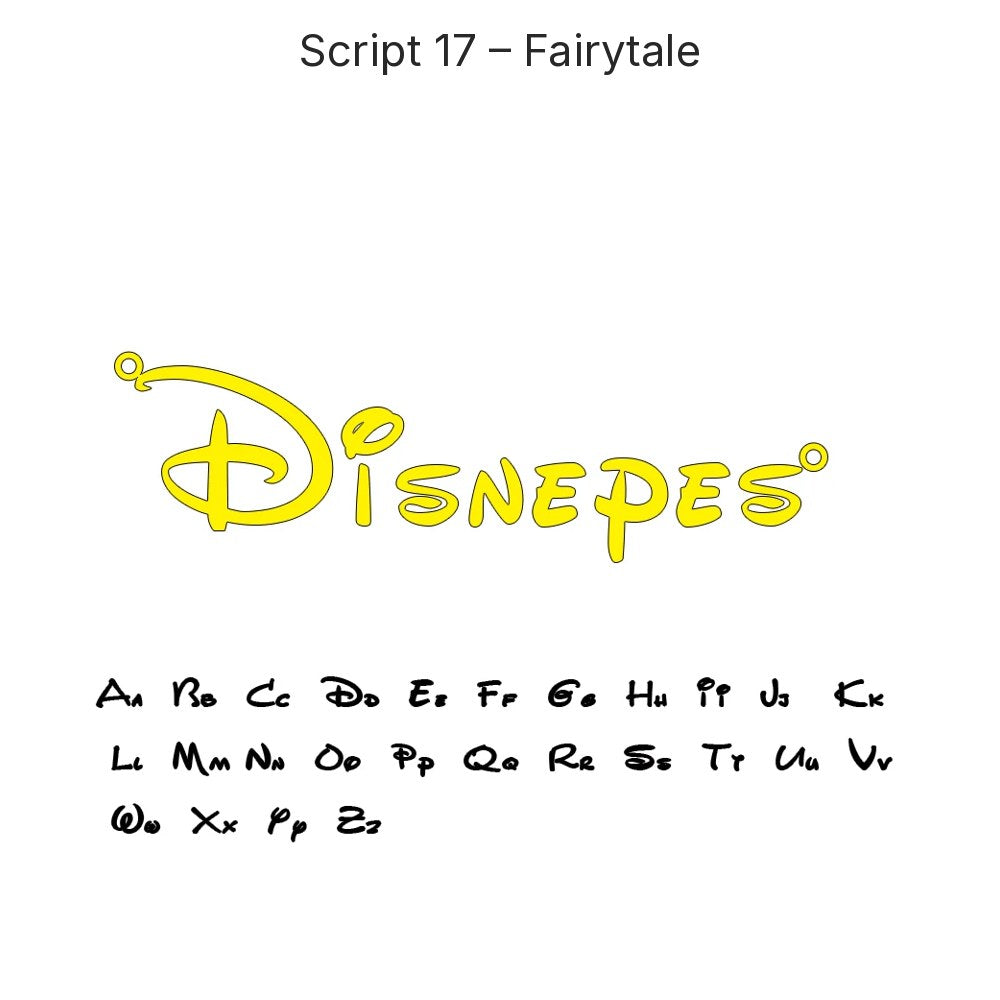 Custom Script Name Necklace in Gold, Script 17 – Fairytale, 45 cm – 18 Script Fonts + Hebrew